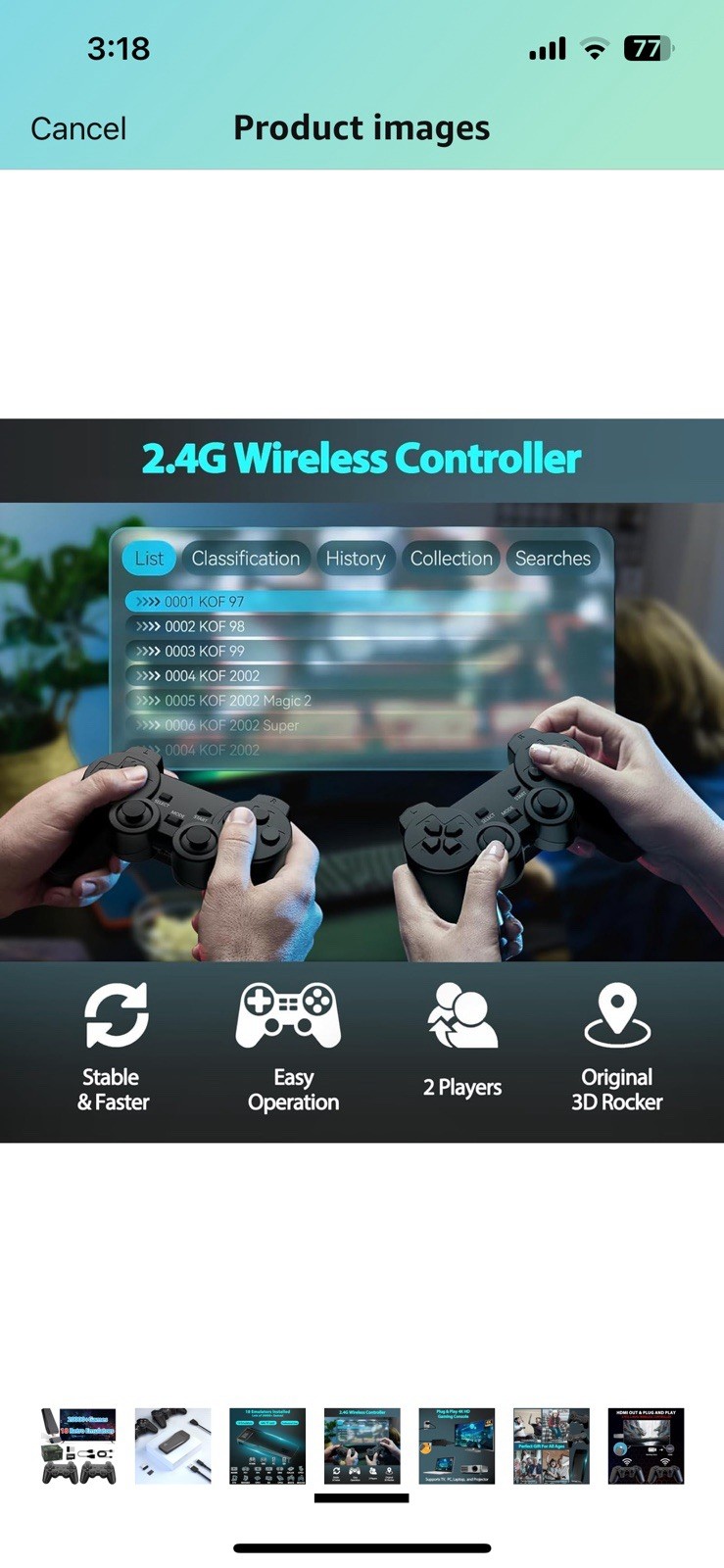 Wireless Retro Game Console Stick 20,000+ Games 4K HDMI w/ 2 Controllers (20GB)