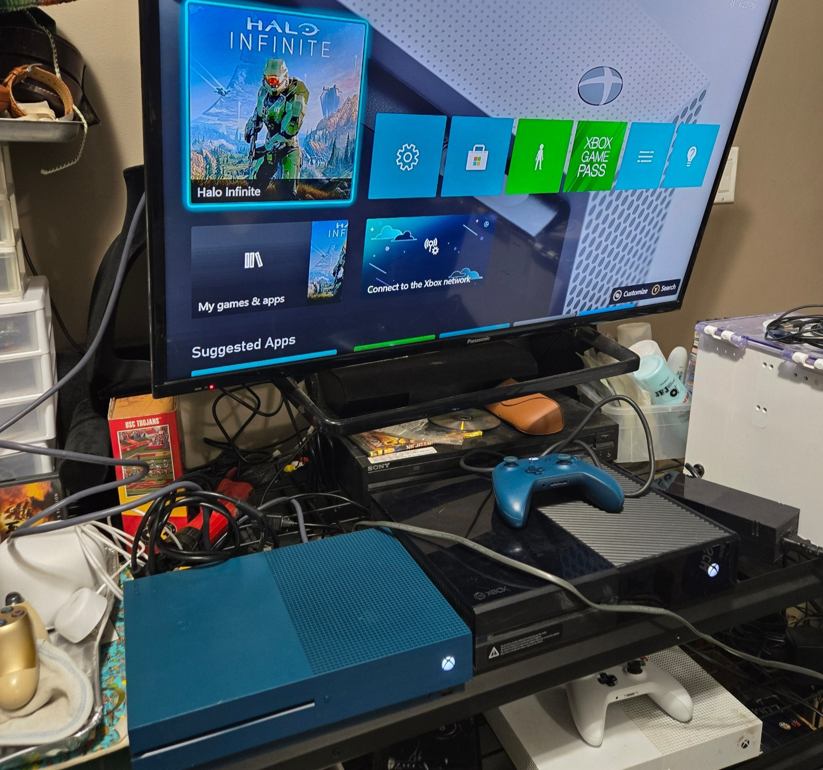 Microsoft Xbox One S Console 1681 Teal Blue Complete Set Controller Rare Limited