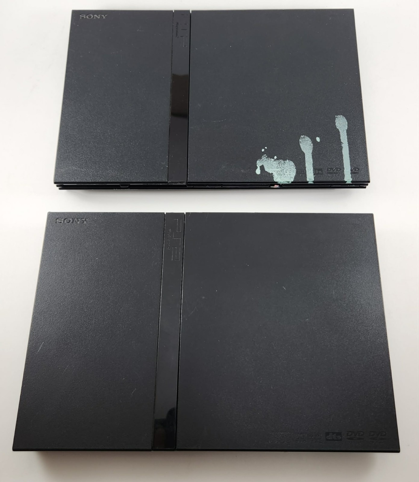 2 Playstation 2 Slim Consoles SCPH-77001 + SCPH-75001 With Cables + 3 Controller