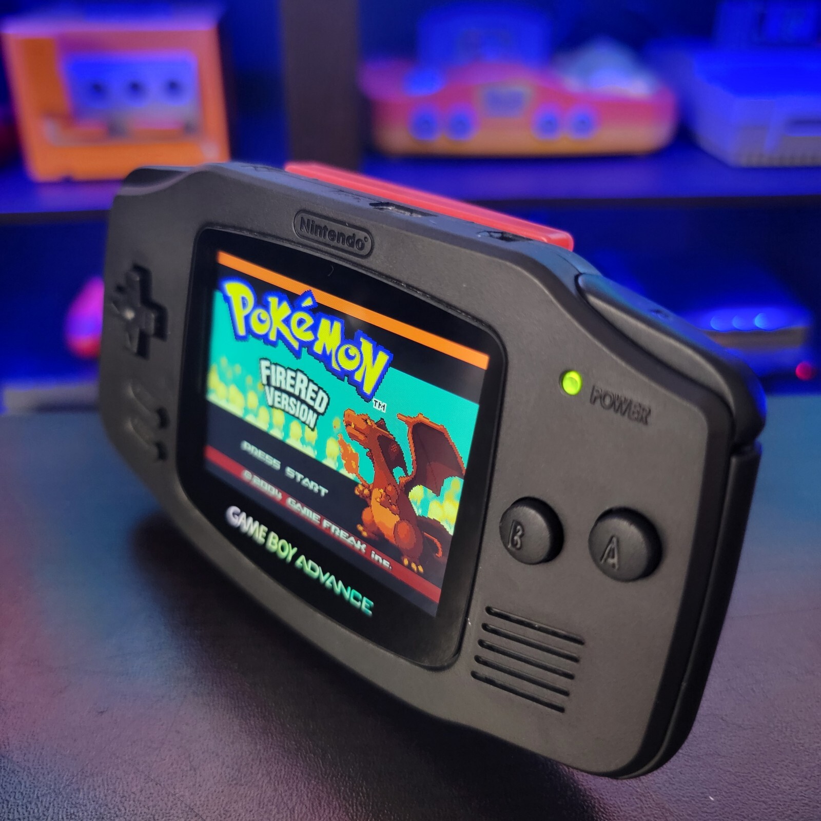 Black Game Boy Advance GBA iPS LCD USB-C 1800 mAh Rechargeable Battery