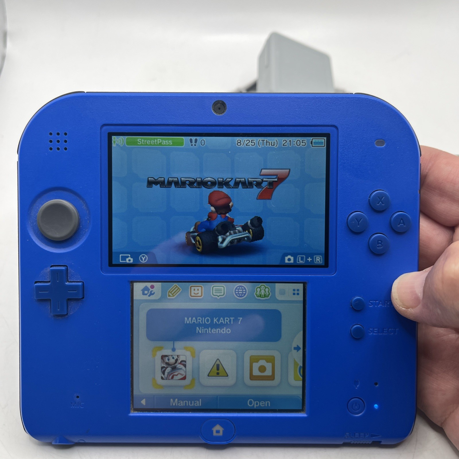 Nintendo 2DS Mario Kart 7 Limited Edition Blue Console Tested W/ Charger Tested