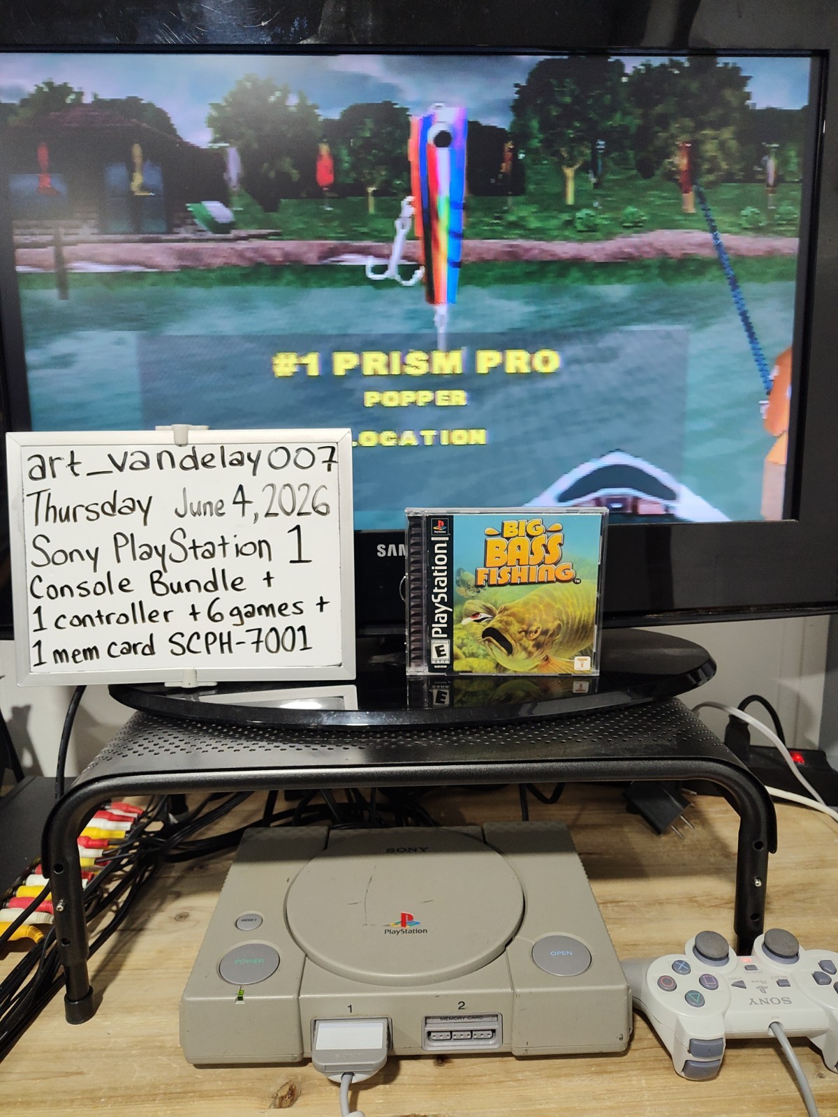 Sony PlayStation 1 Bundle SCPH-7001 + 1 Controller + 6 Games + Mem Card* Tested!