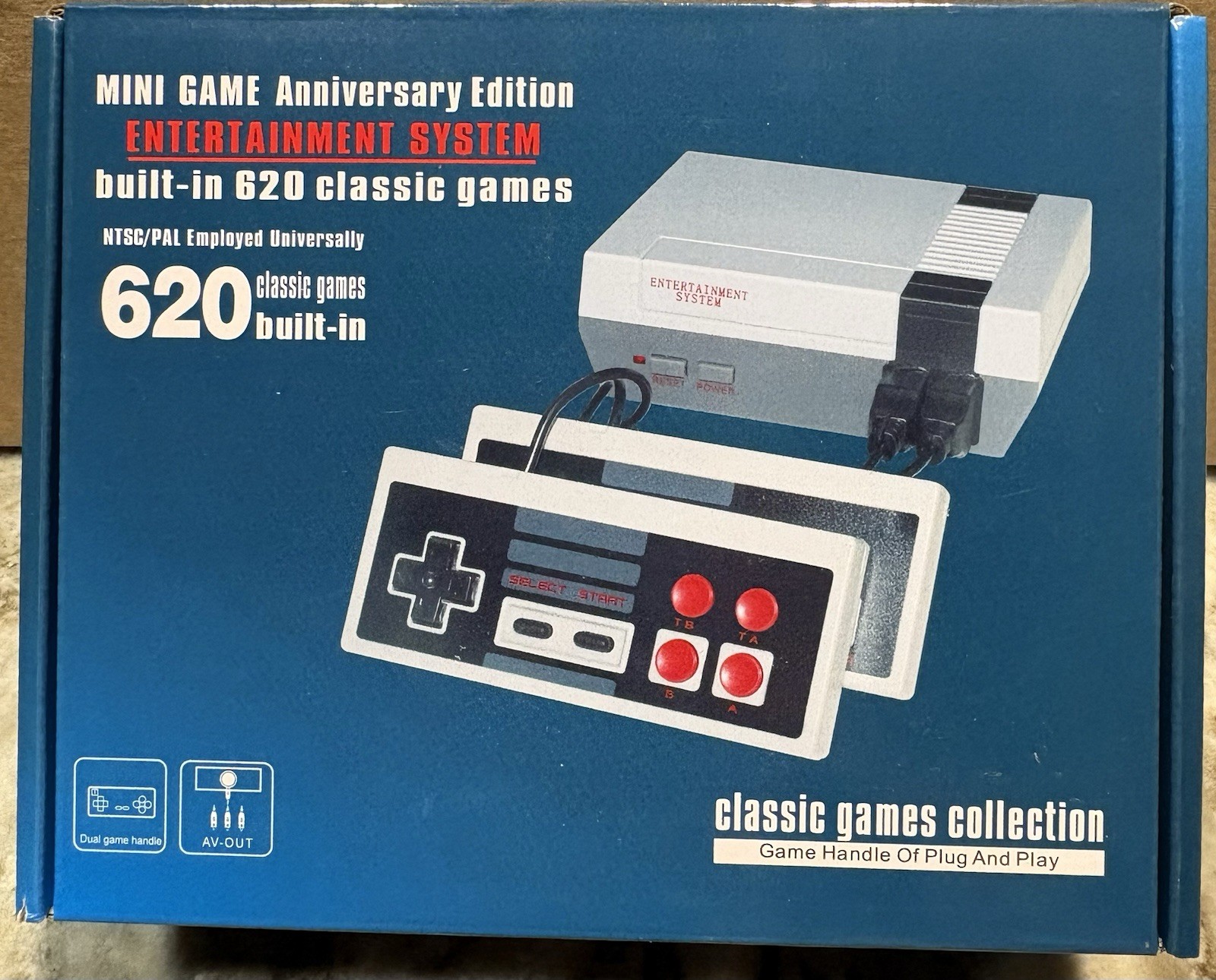 Mini Game Anniversary Edition NES Console 620 Built-In Games Plug & Play AV 2Pad