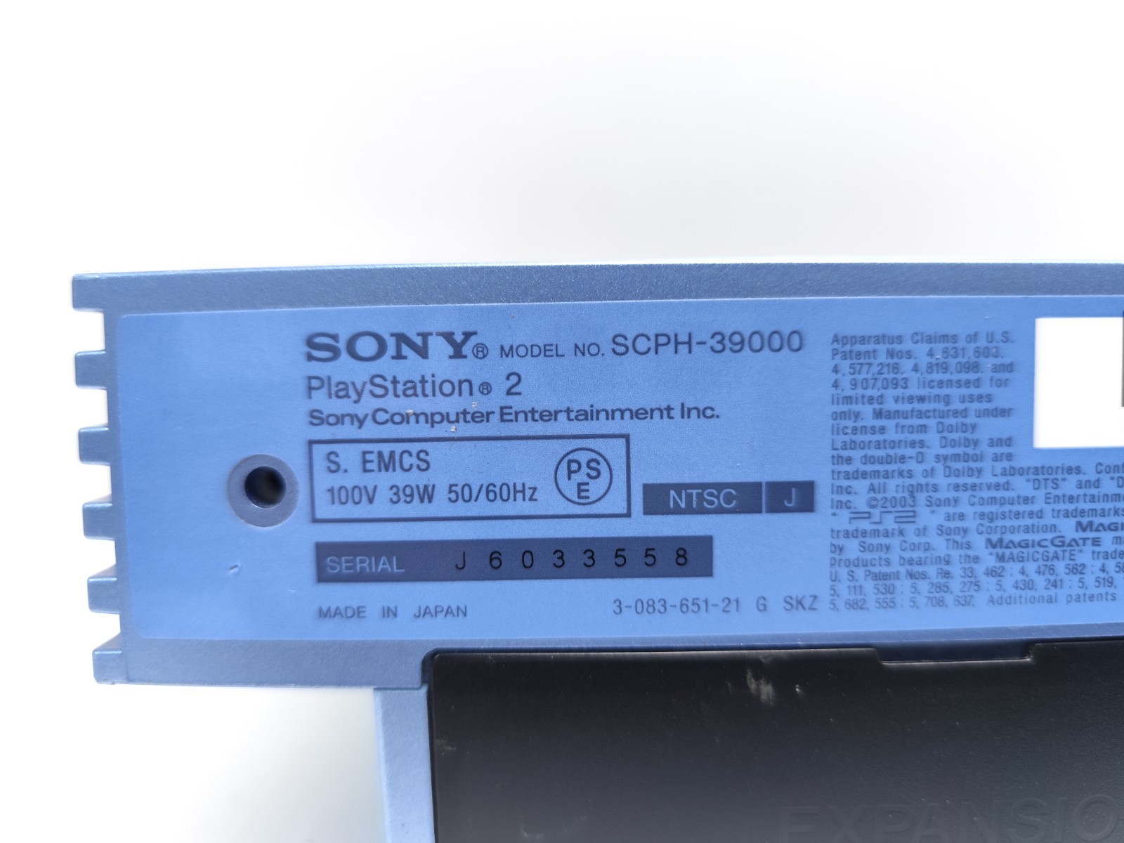 SONY PS2 Fat Game Console and Controller SCPH-39000 AQUA Region NTSC-J JAPAN