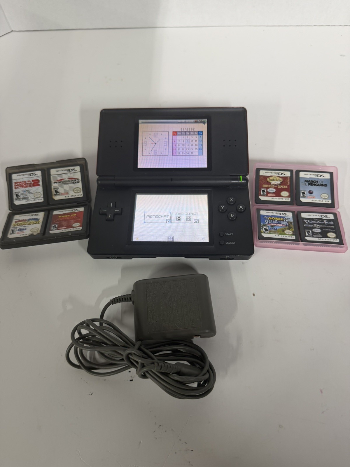 Nintendo DS Lite USG-001 Red & Black Console Bundle *Read Description*