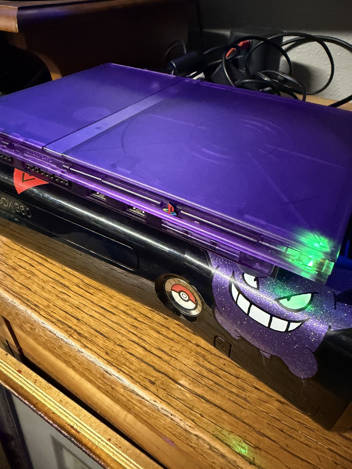 PS2 Slim Sony PlayStation Clear Transparent Purple Bundle Please See Pics