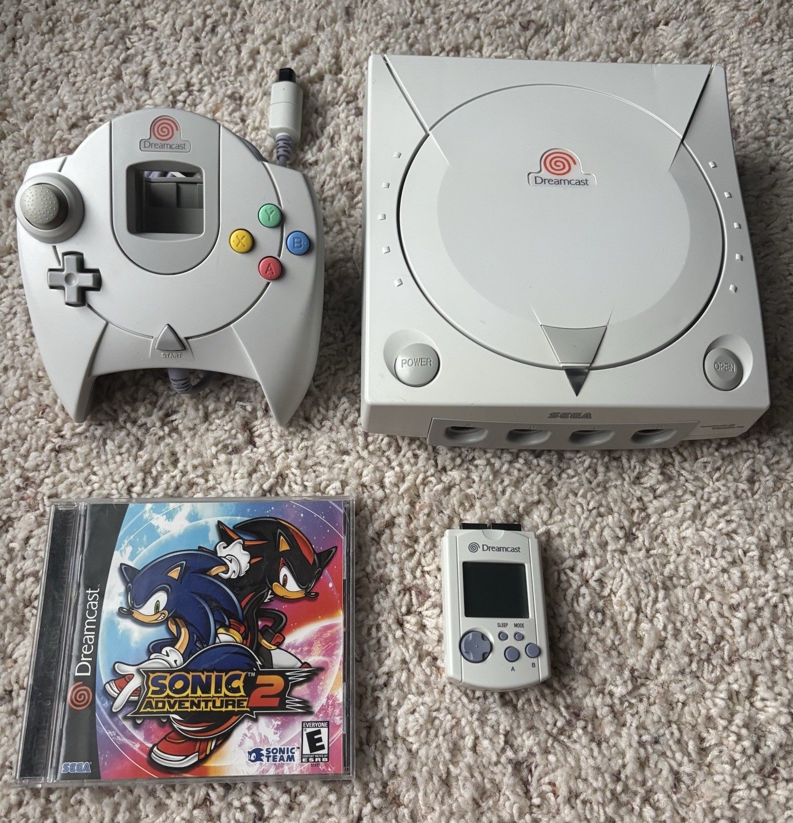 Sega Dreamcast Console BUNDLE HKT-3020 w/ Sonic Adventure 2! OEM Controller, VMU