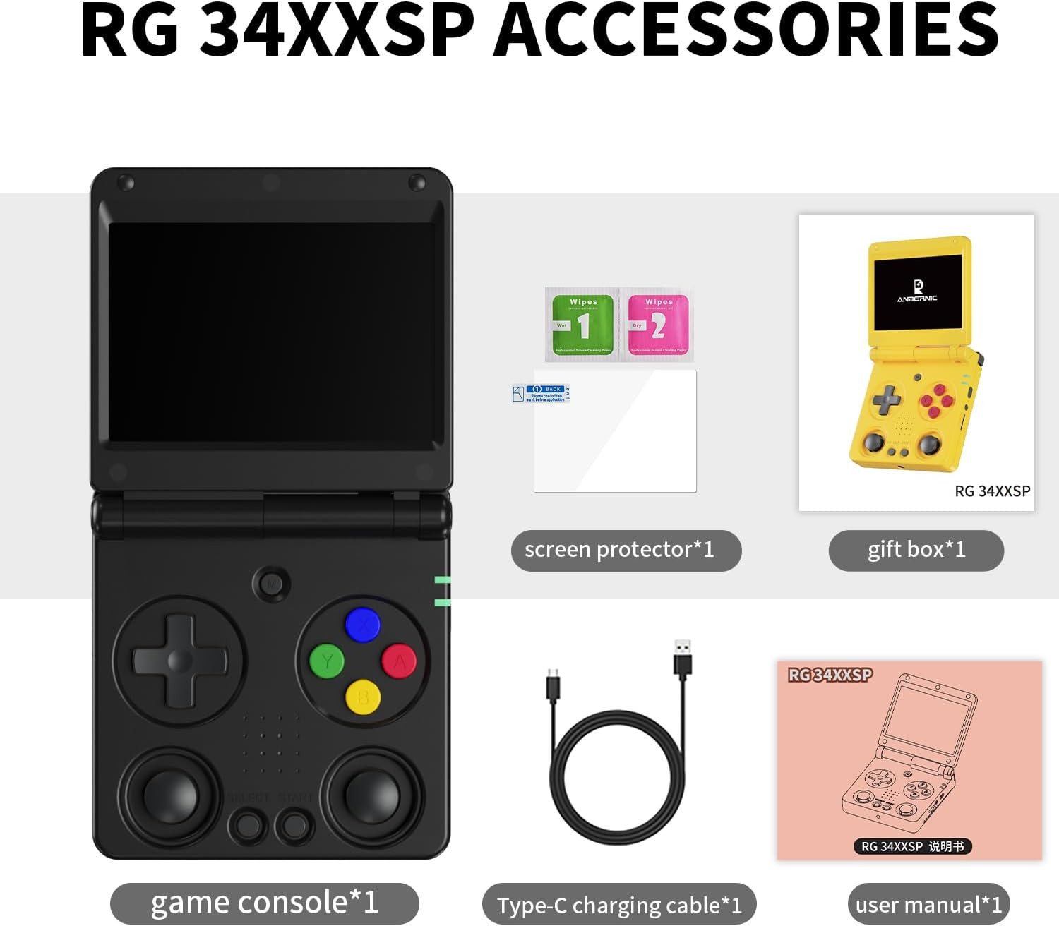 RG34XXSP Retro Handheld Game Console Linux 3.4» IPS Screen 720*480 Built-In 64G