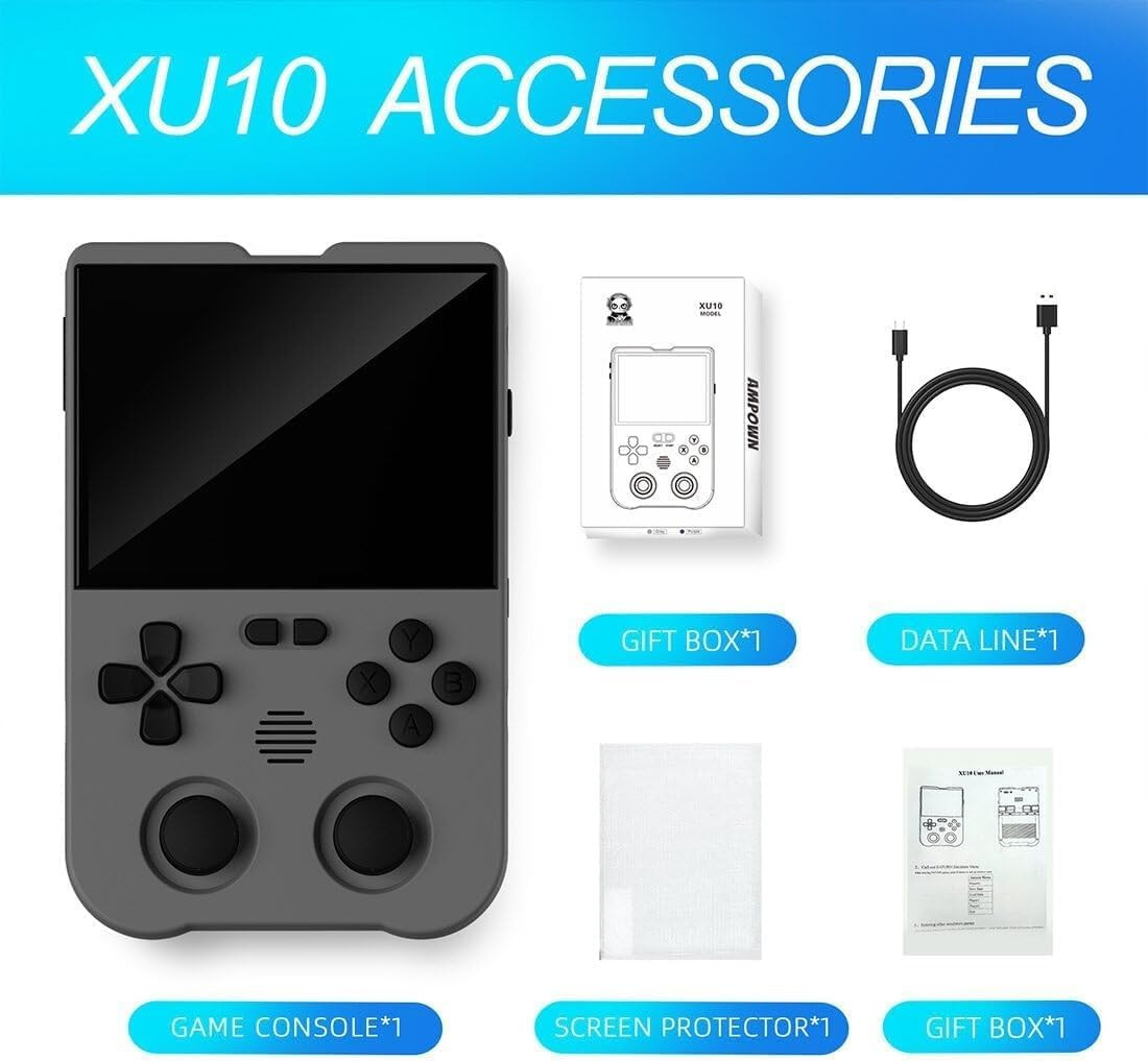 XU10 Handheld Game Console with Built-In 10,000 Games, 3.5-Inch IPS Screen Linux