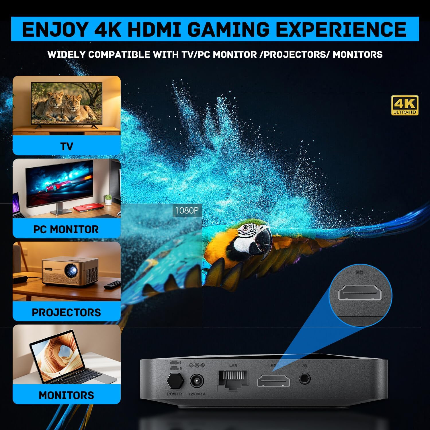 Kinhank Super Console X2 PRO Retro Game Console,Built-In 65,000+ Classic Games,A