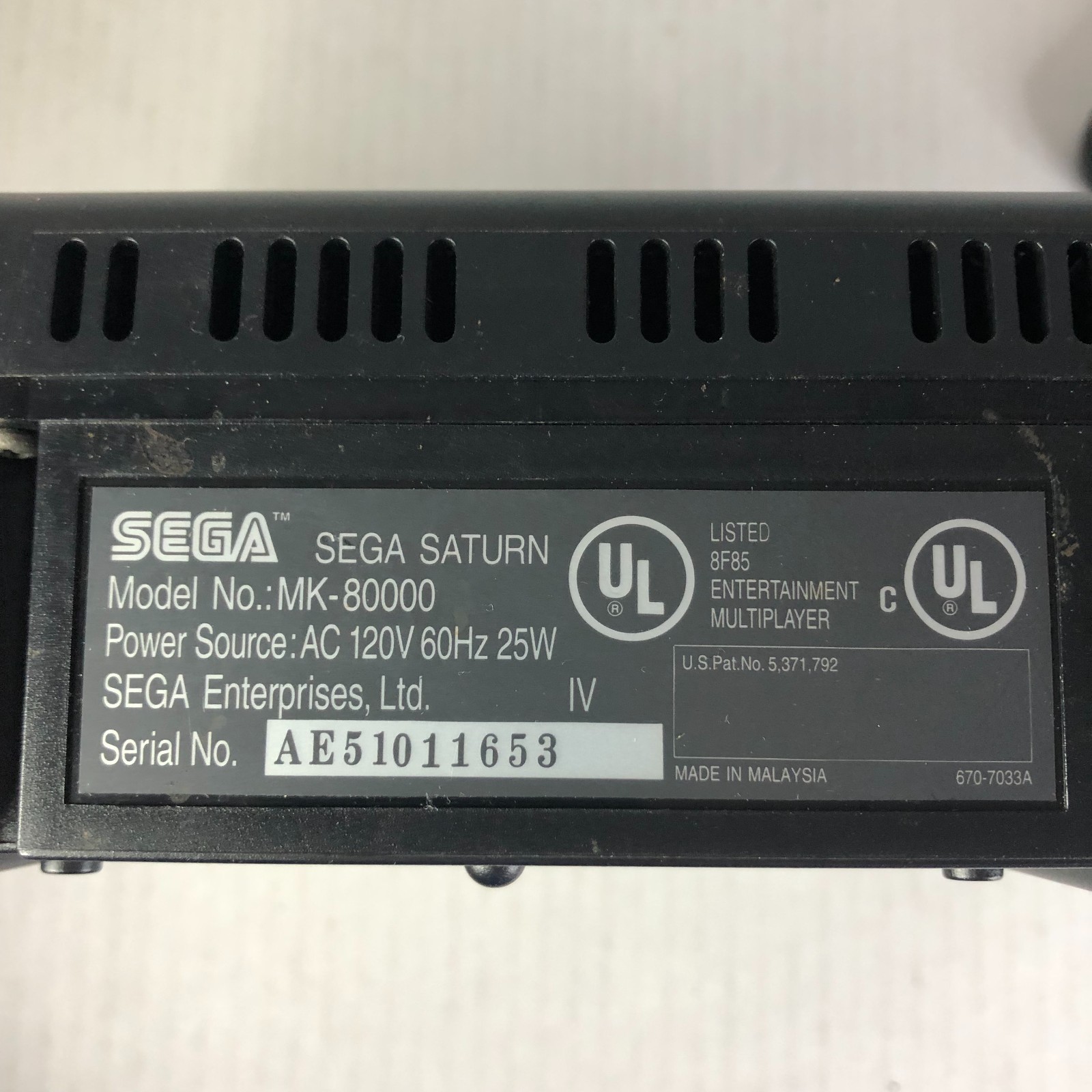 Sega Saturn MK-80000 Console, Control, Game FOR PARTS OR REPAIR Reads Some Disc