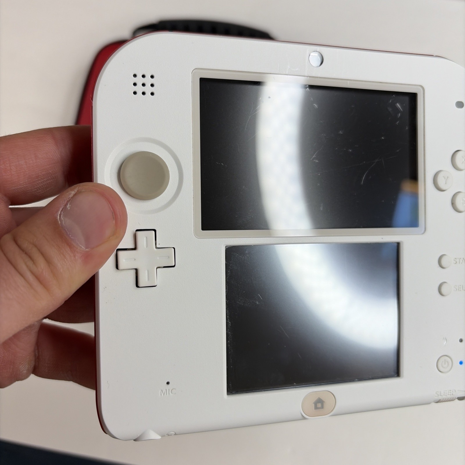 Nintendo 2DS White & Red Handheld System w/Charger Stylus Case US Model