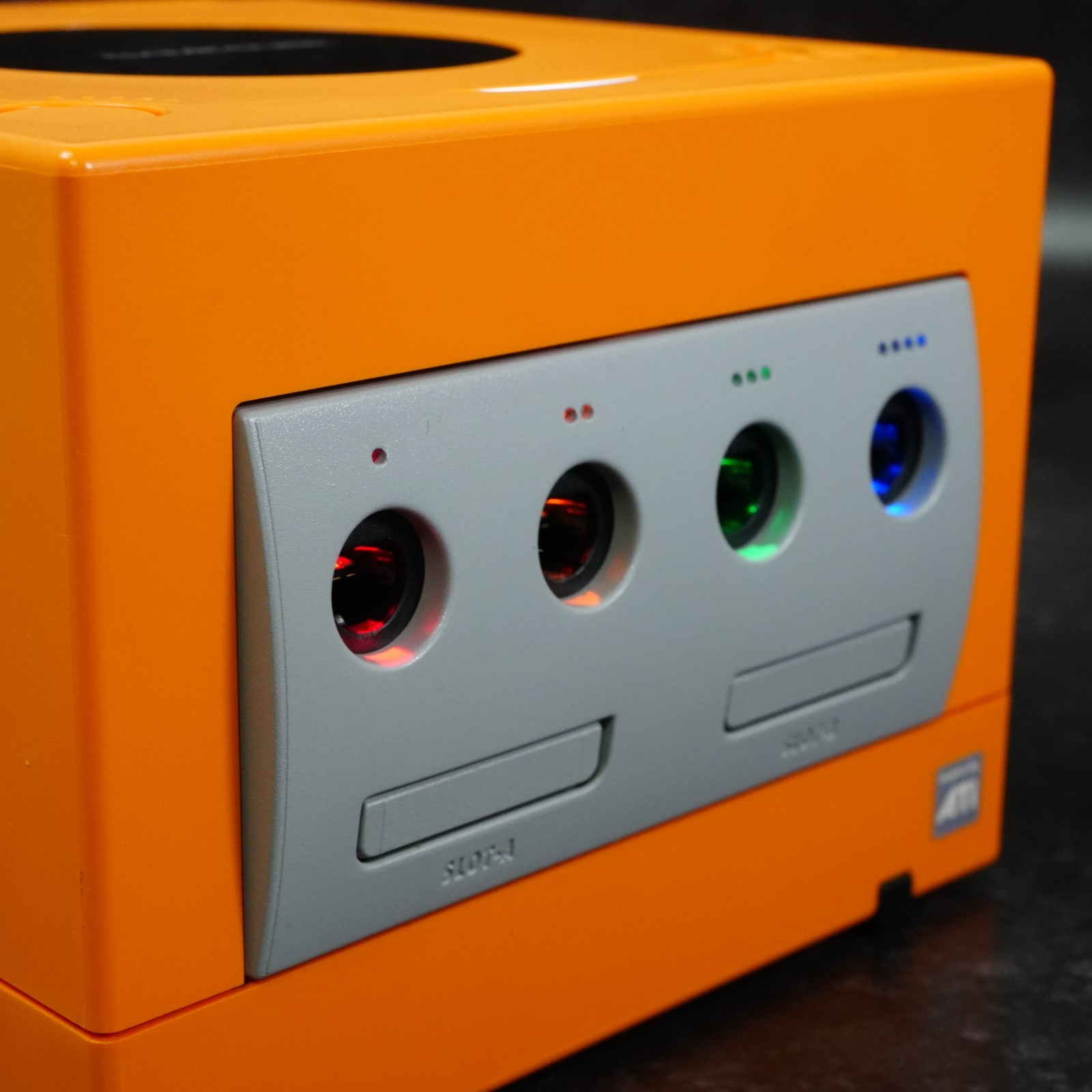 Nintendo GameCube Orange Console NTSC U-C/J Region Switch LED MOD From JAPAN