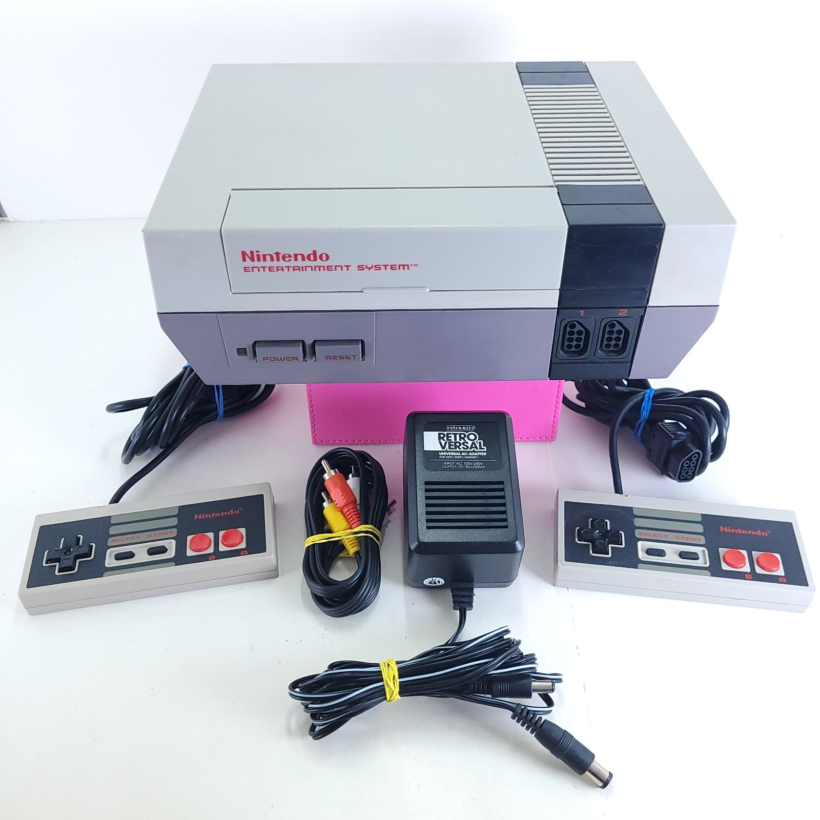 Original NES Nintendo System Console + 2 Controllers, AC Adapter, & A/V Cable