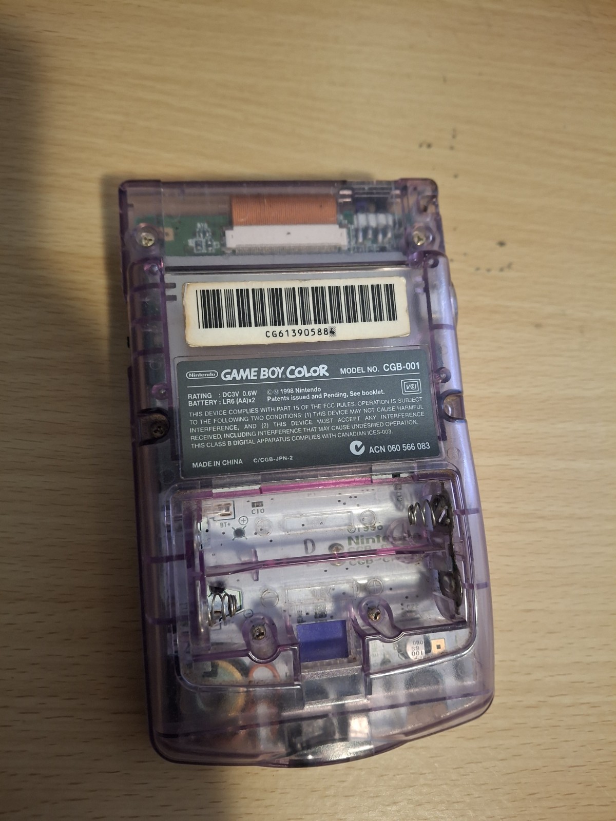 Nintendo Game Boy Color Handheld System – Atomic Purple, No battery cover