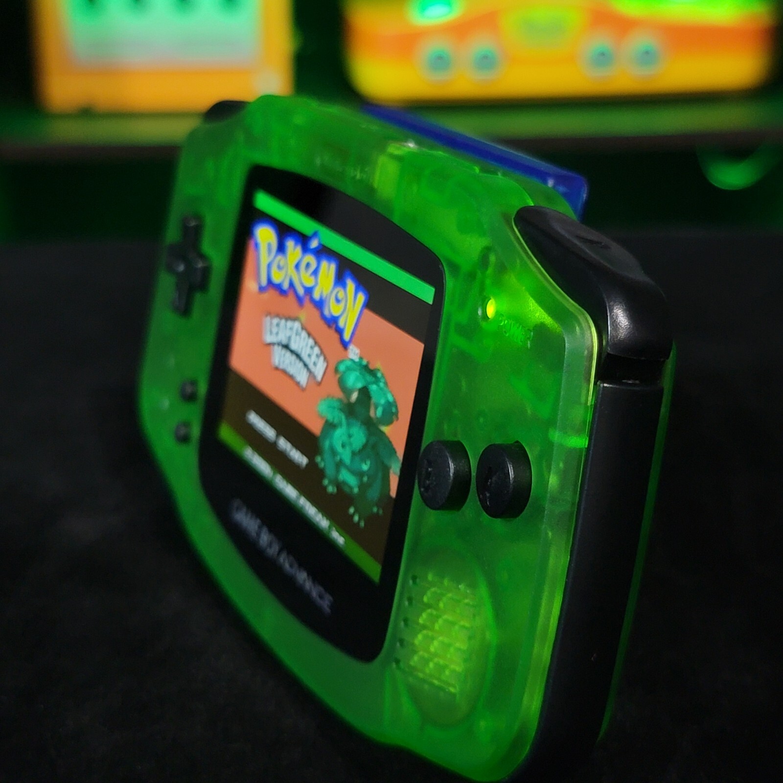 Clear Green Game Boy Advance GBA iPS LCD USB-C 1800 mAh Rechargeable Battery