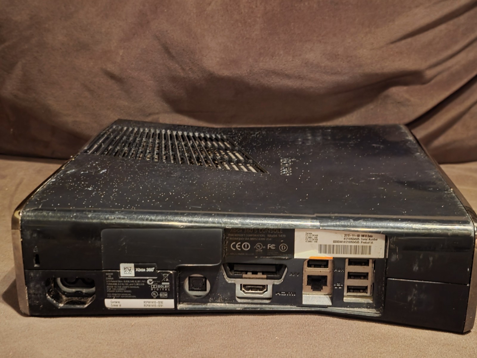 Microsoft Xbox 360 S Model 1439 With 250g HDD 2010 TRINITY MOTHERBOARD For Parts