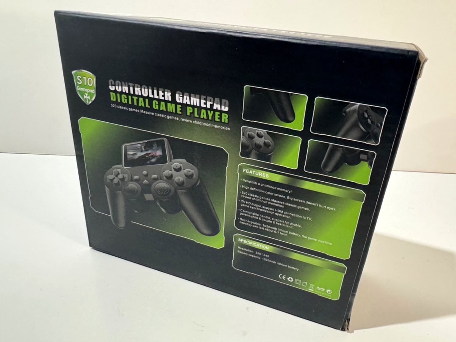Controller Gamepad S10 2.4 inch Display Screen with TV Connect Black 520 Games