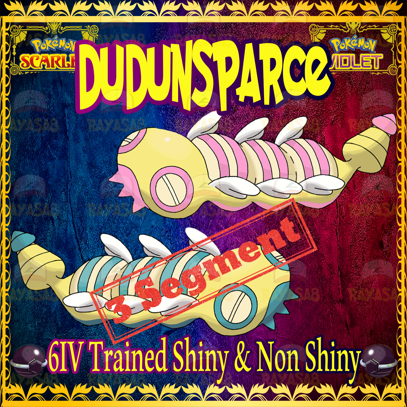 Pokemon Scarlet and Violet Home Dudunsparce 3 Segment 🌟 Shiny 🌟 6iv Non Shiny