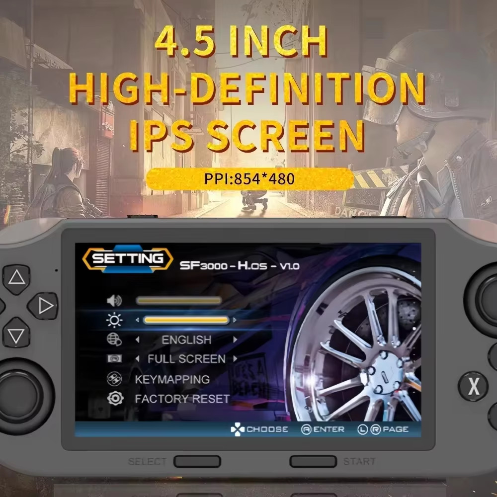 SF3000 Retro Handheld Game Console with 4.5″ IPS Screen and 3000mAh Battery