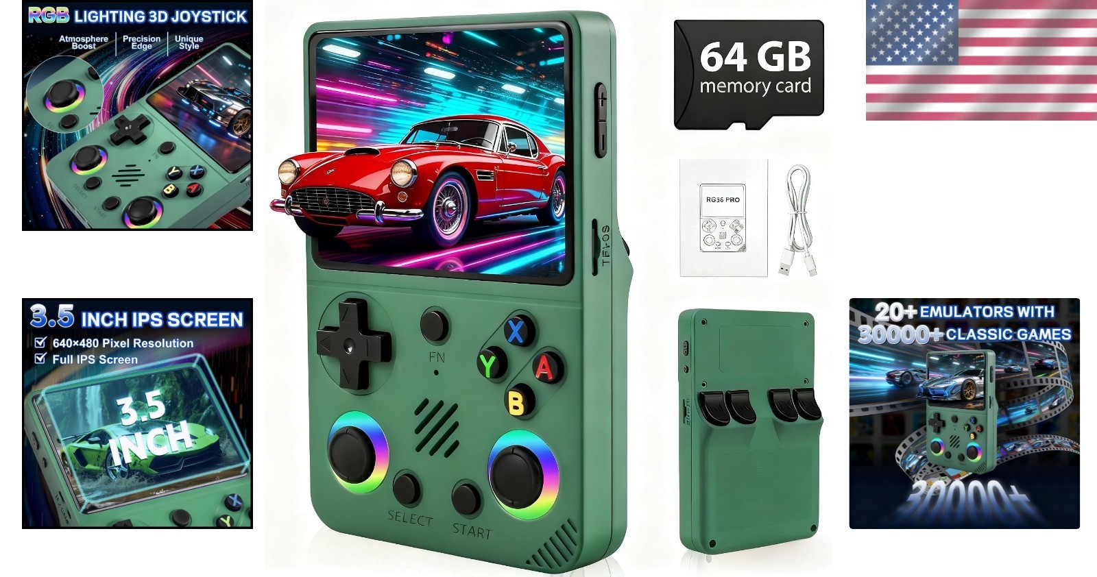 RG36PRO Vintage Gaming Console – 64GB Storage, Multiplayer & Ergonomic Design