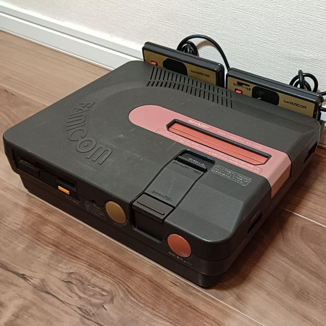 Sharp Twin Famicom Console Black Pink Tested Working Cartridge Disk System Japan