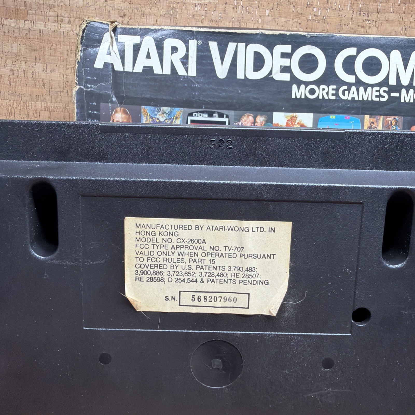 Atari 2600 Woody 4 Switch Console With Box Joysticks & Paddles Working