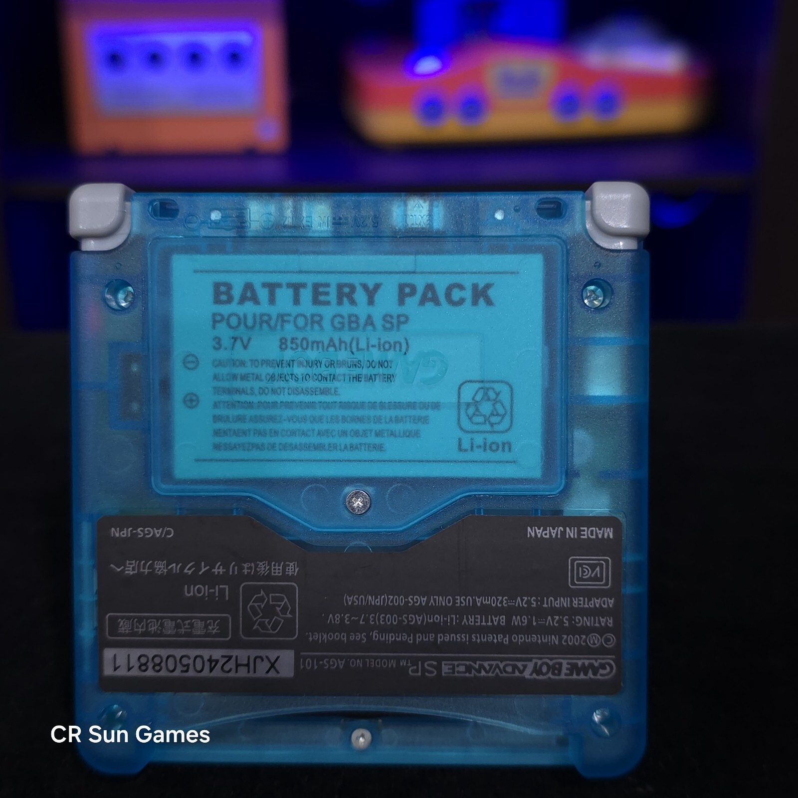 Clear Blue Nintendo Game Boy Advance GBA SP IPS Screen MOD Adjustable Brightness