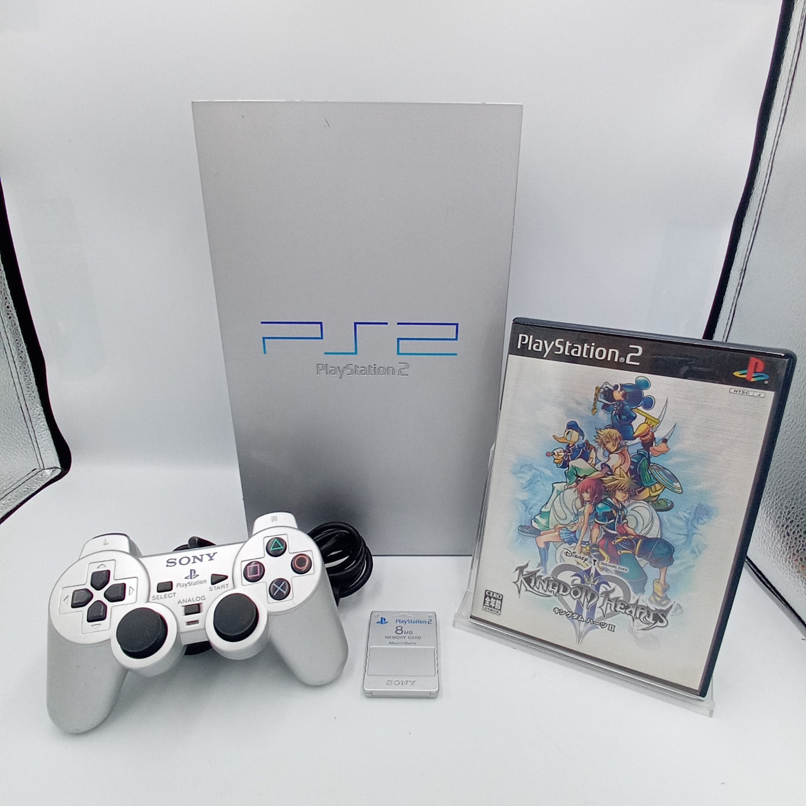 PS2 PlayStation 2 Console Satin Silver SCPH-39000 With Game Japanese Tested