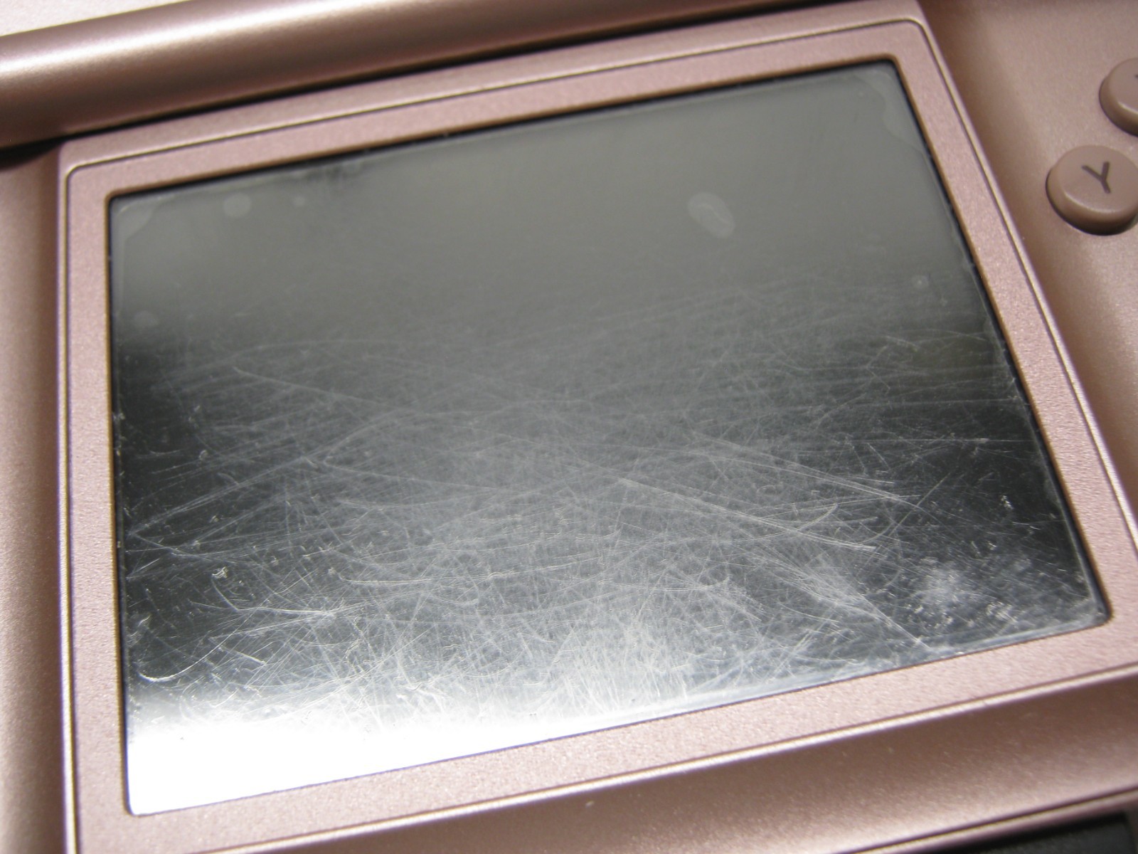 Nintendo DS Lite Metallic Rose Pink USG-001 w Cord Tested Works Scratched Screen