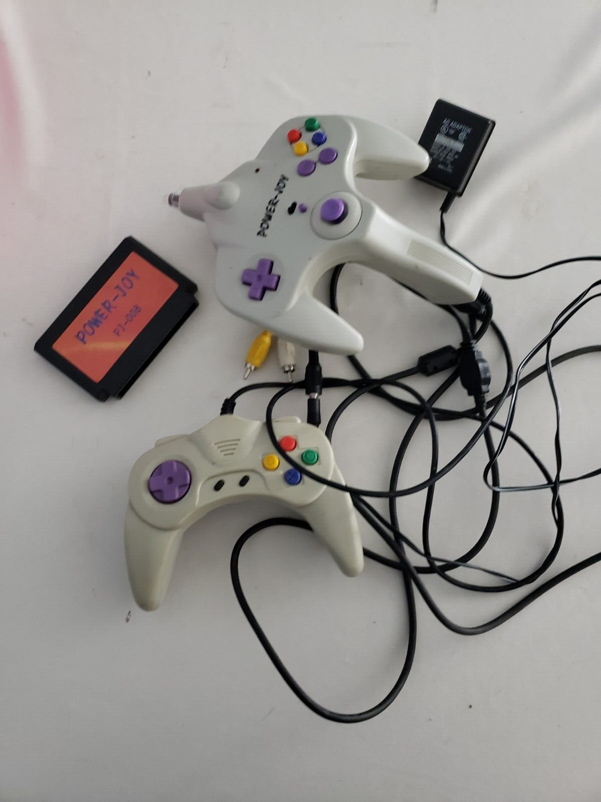 Power-Joy Game Plug & Play 2 Controllers Cartridge PJ-008 Ac Adapter Set TESTED