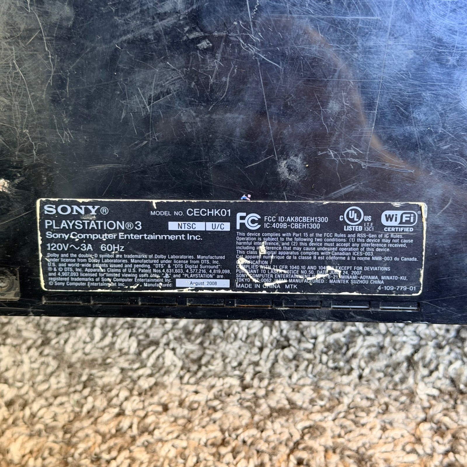 Sony PlayStation 3 CECHK01 Console Parts Repair Only Piano Black