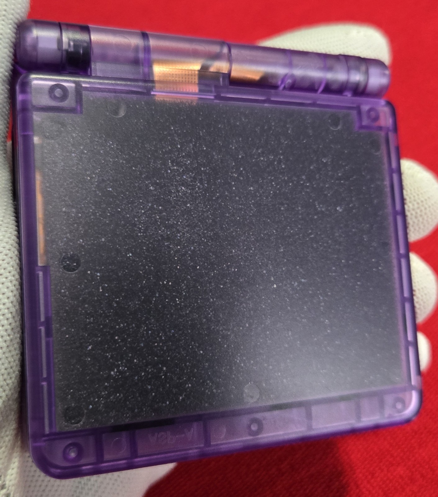 Clear Purple GameBoy Advance SP – IPS Bright LCD + USB-C Charging + New Battery