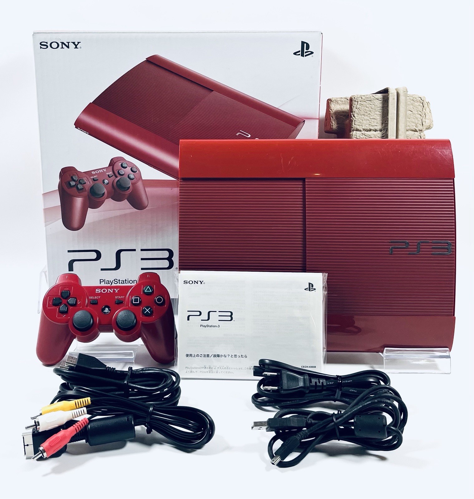 🔥RARE Sony PS3 CECH-4000B 250GB ❤️ Garnet Red 🎮 1 Controller Super Slim Tested