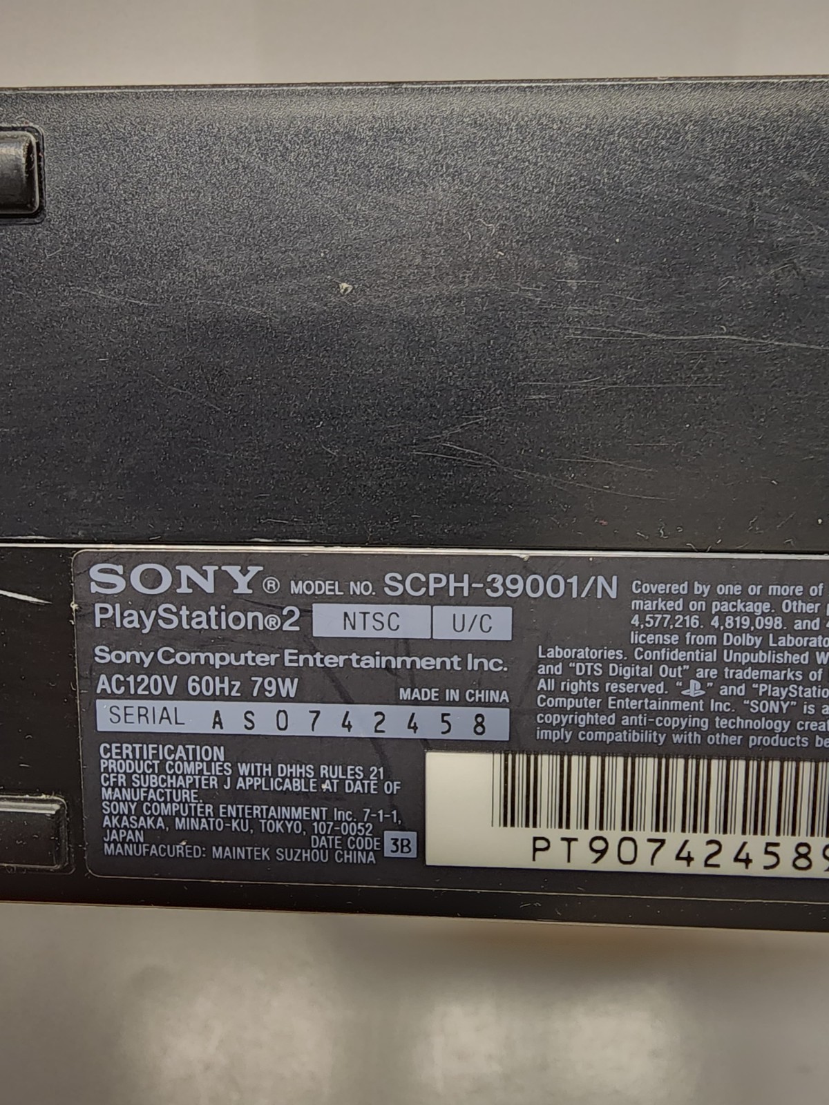 UNTESTED AS-IS Sony PlayStation 2 PS2 SCPH-39001/N Fat Console With Controller