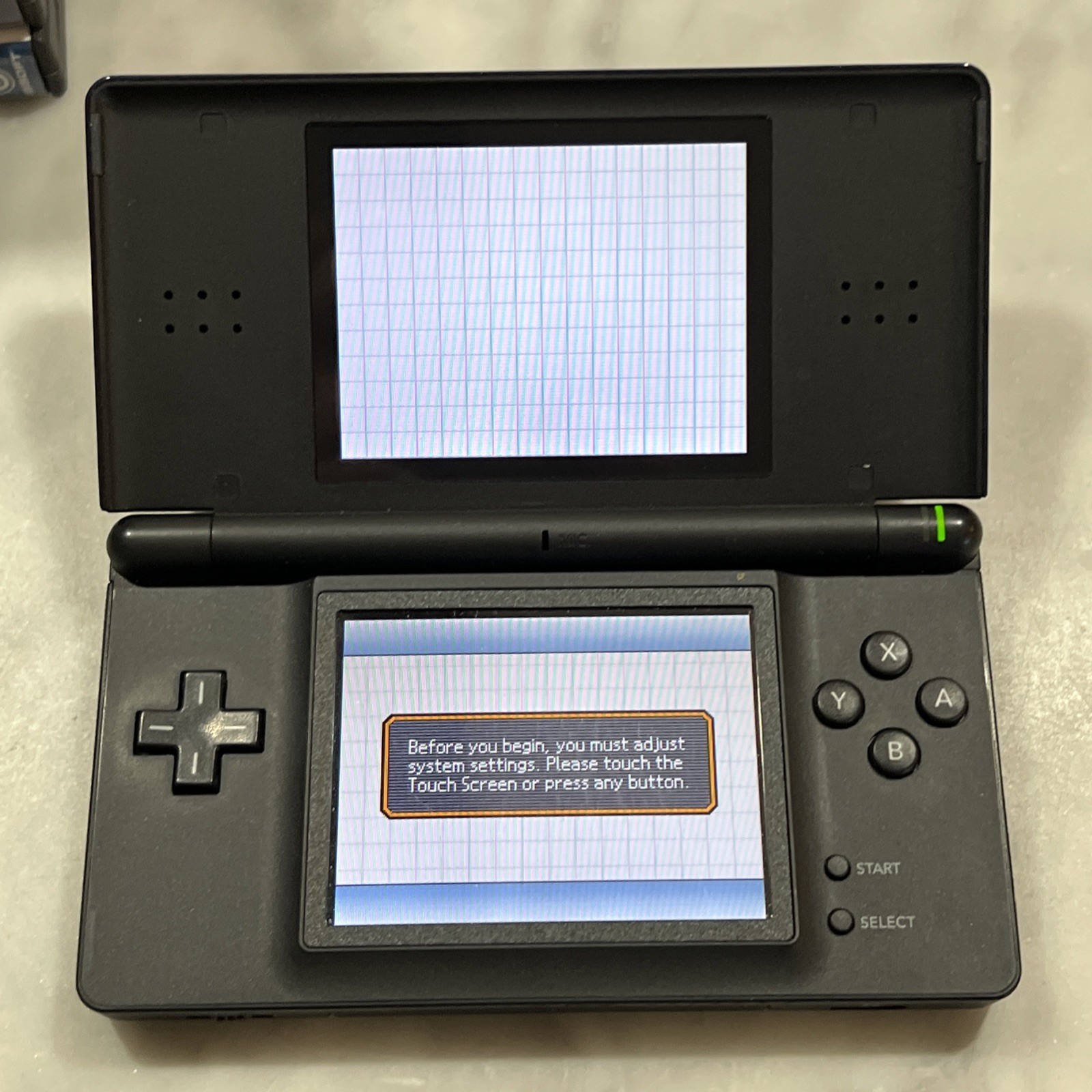Nintendo DS Lite Cobalt Blue Console Bundle 9 Games New Battery Charger Cases