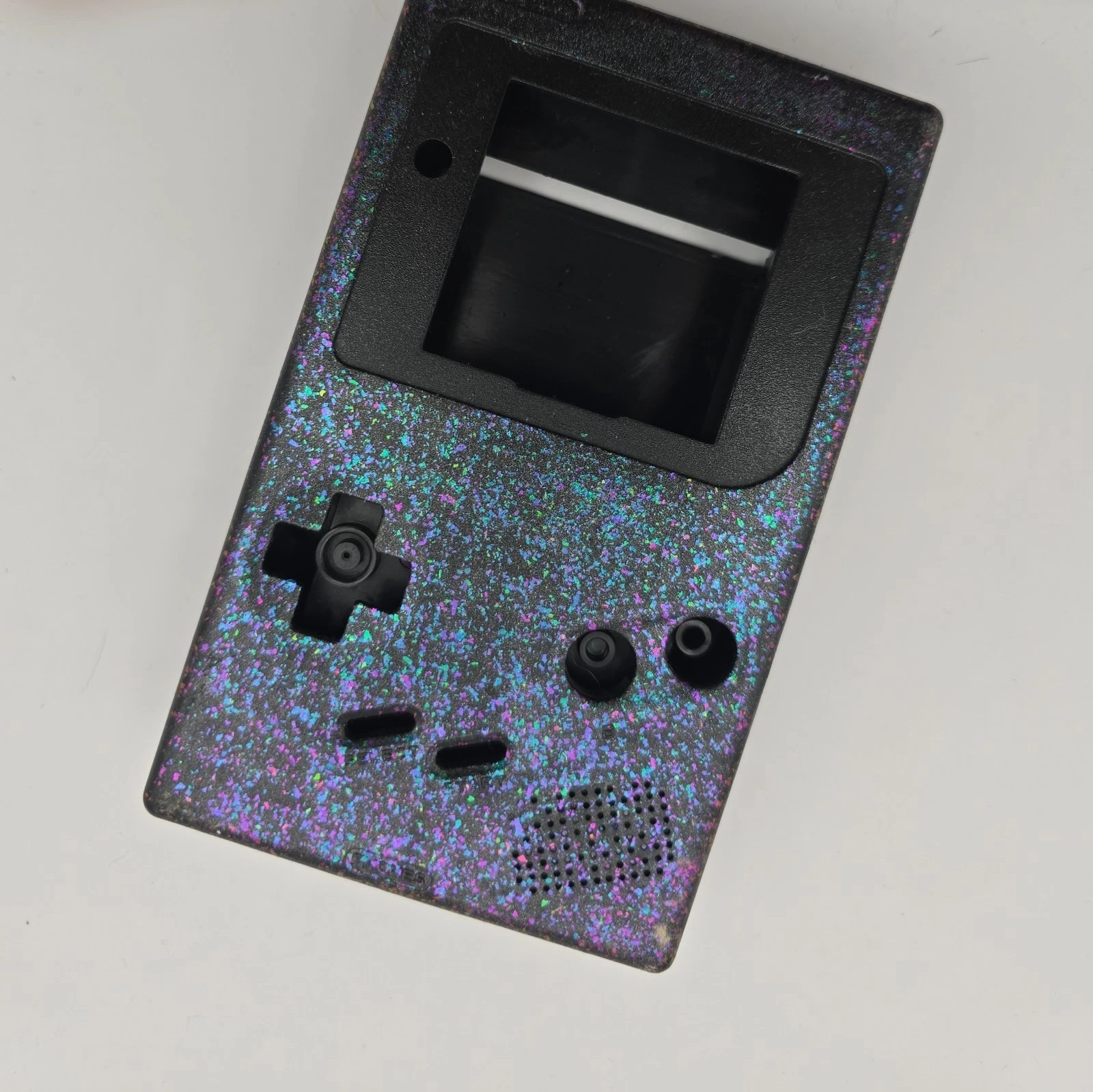 Game Boy DMG IPS Custom Kitsch Bent shell black holographic purple blue