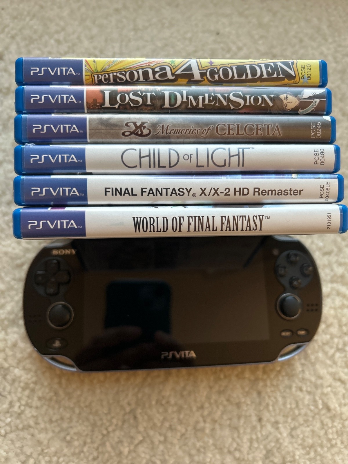 Playstation PS Vita PCH-1001 OLED Console w/6 RPG Games Lot+32gb Memory Pls READ