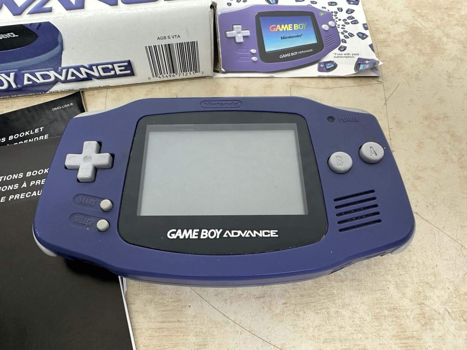 Nintendo Game Boy Advance AGB-001 Indigo Purple GBA Complete in Box CIB – WORKS!