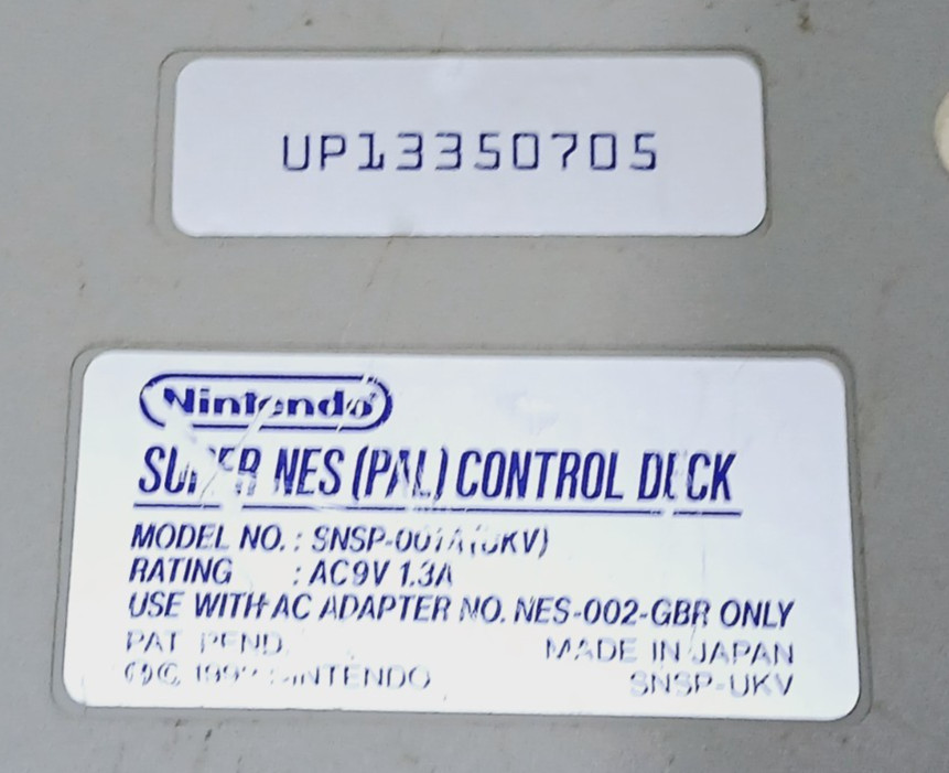 Super Nintendo Console PAL Control Dick Only – Untested – Read Description