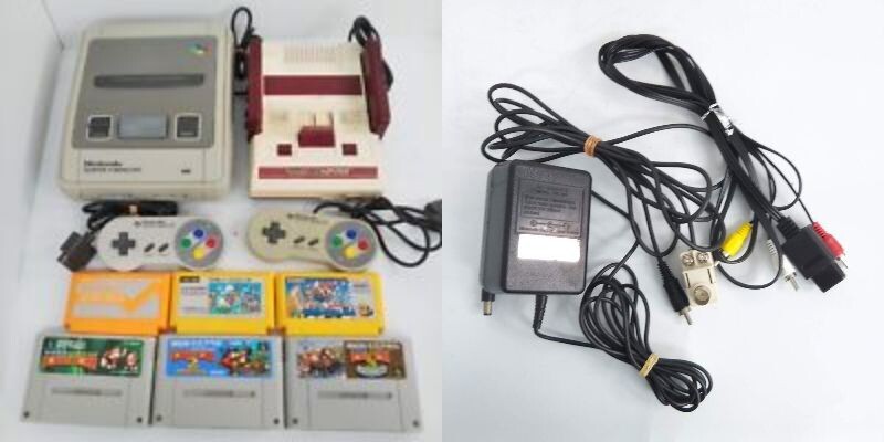 Nintendo Japanese Famicom & Super Famicom Console Bundle SuperMario, DKong,cords