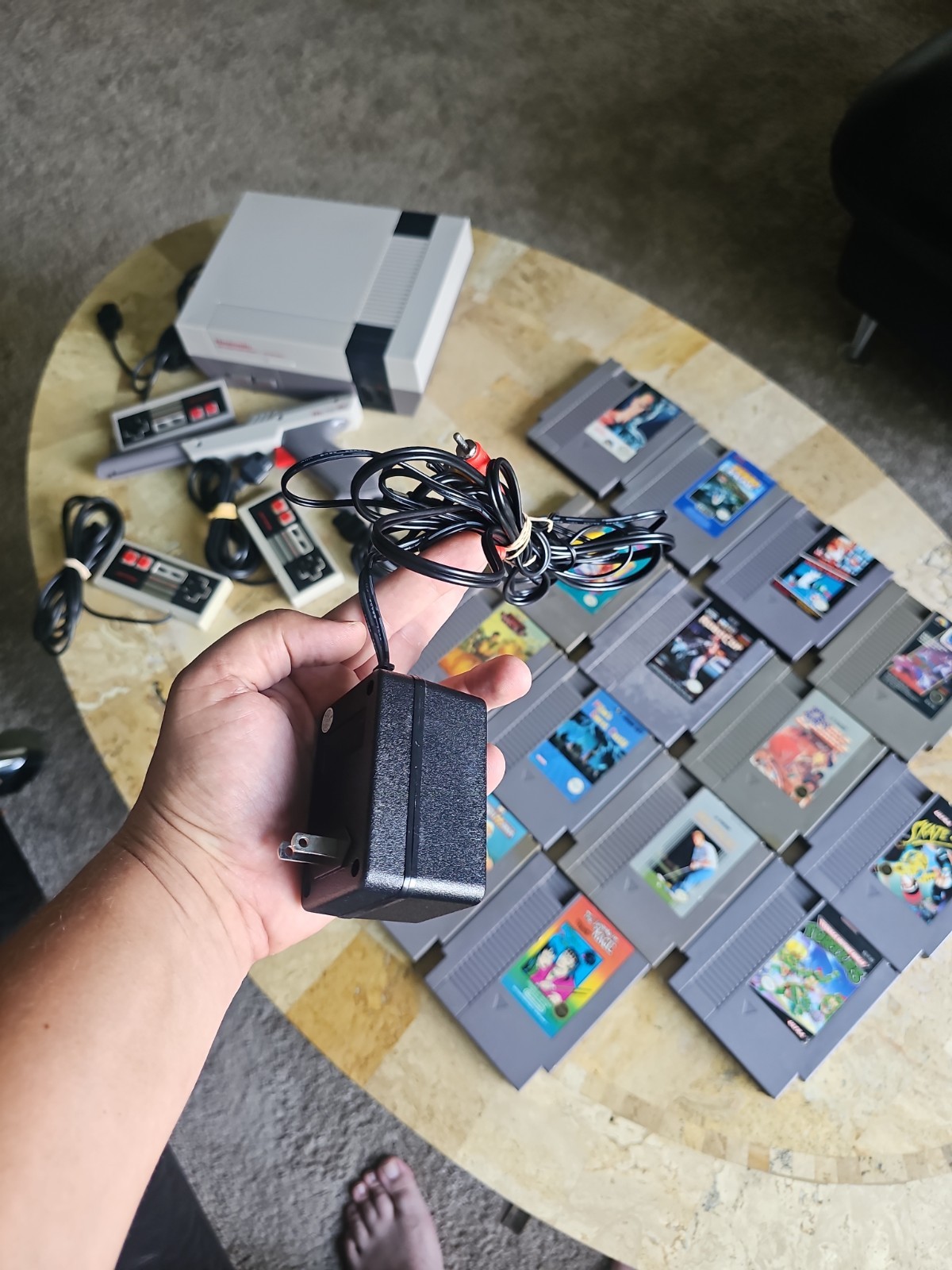 Original Nintendo NES Console Bundel Gun,3 Controllers,15 Games Tested Works