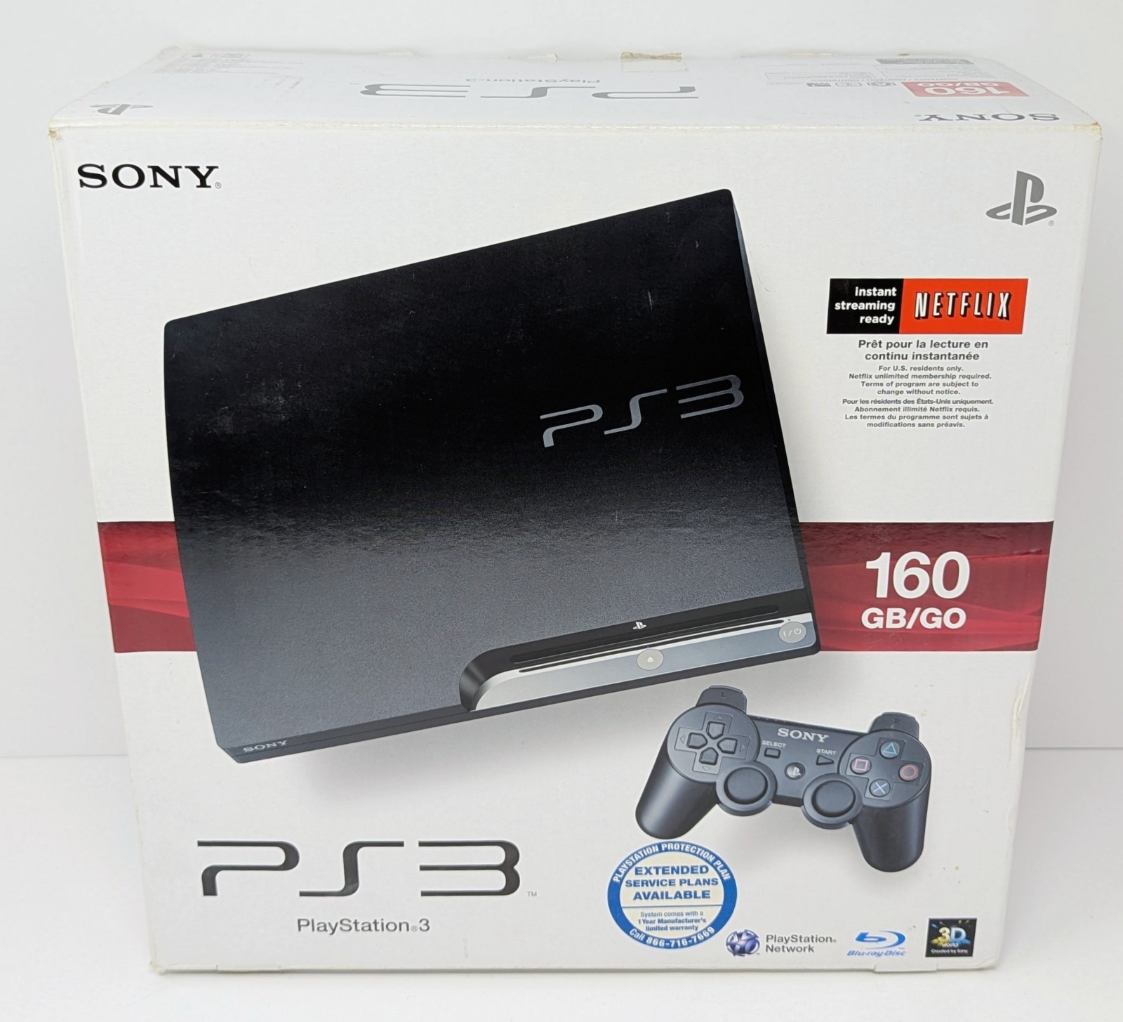 PlayStation 3 PS3 Slim 160GB Console CECH-2501A Bundle w/ Box & 3 Games!