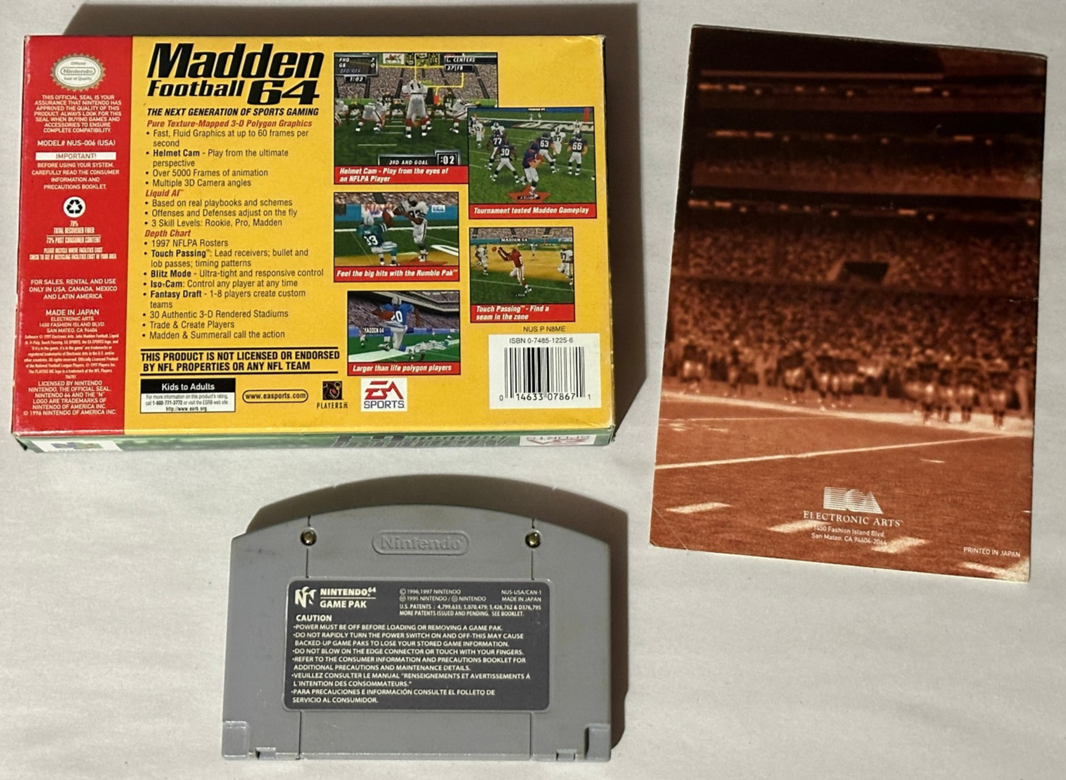 Nintendo 64 N64 Console Bundle with Controller + Madden 64 in Box *TESTED*