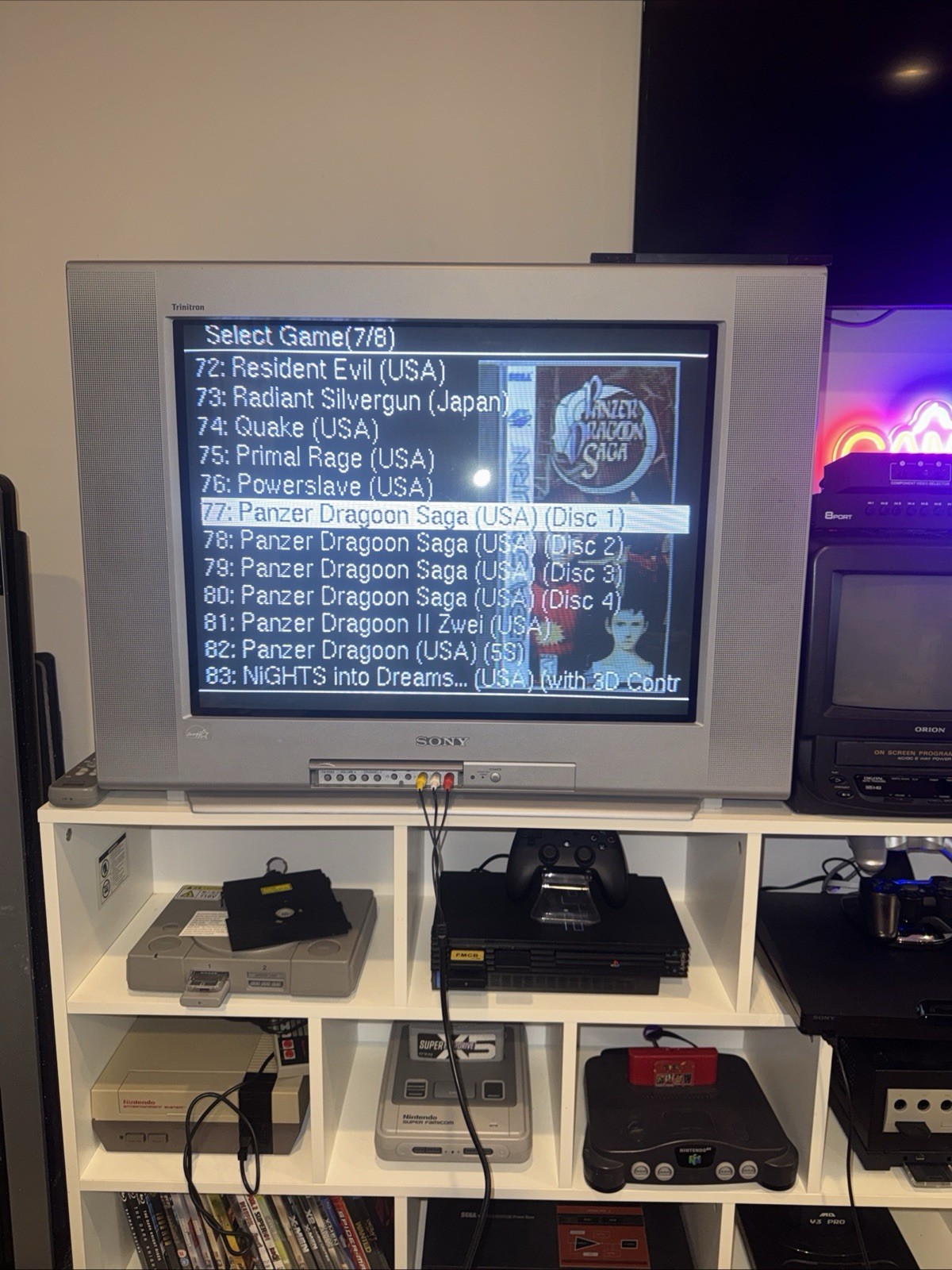 Sega Saturn – With Saroo + 128 Gb Sd Card, Controller, And Wires