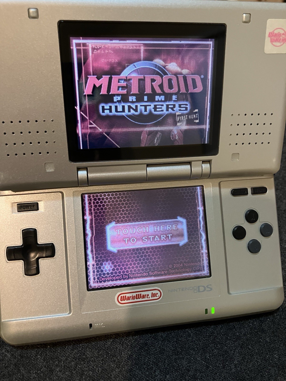 Nintendo DS NTR-001 Silver Handheld Console w/ Box Manuals Metroid Demo