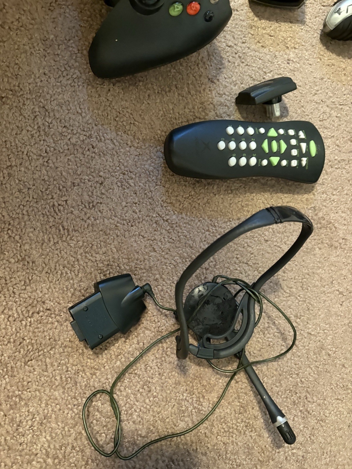 Original Xbox With 4 Controllers And DVD Remote. Red Ring. For Parts. Not Tested