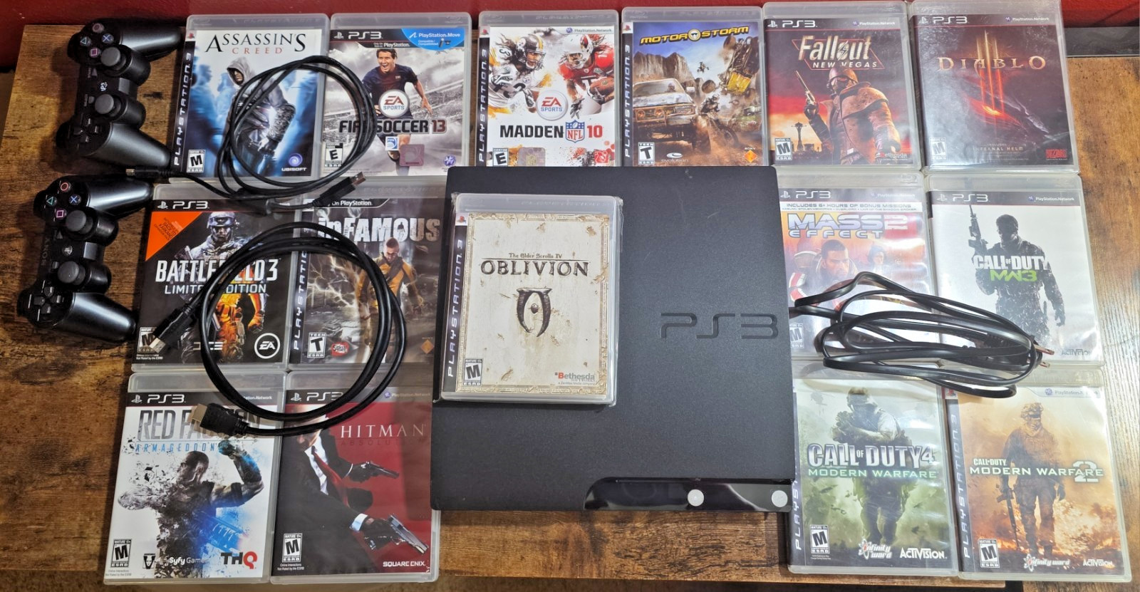 Sony PS3 Slim CECH-2001A 120GB Bundle – 15 CIB Games COD MW Trilogy/RPGs 2 Ctrls