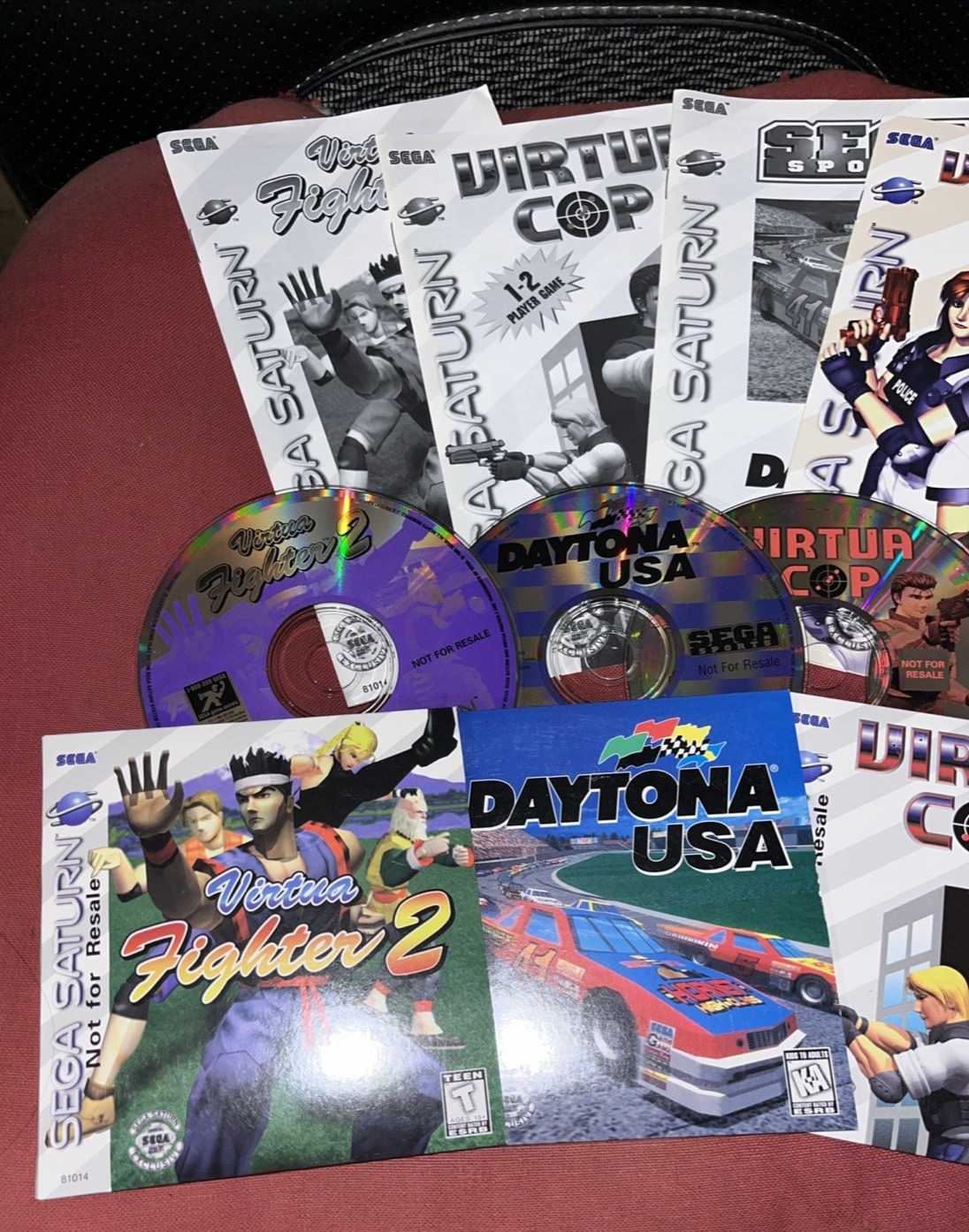 Sega Saturn MK-80000A, Controller, Not For Resale Games & Arcade Gun – TESTED