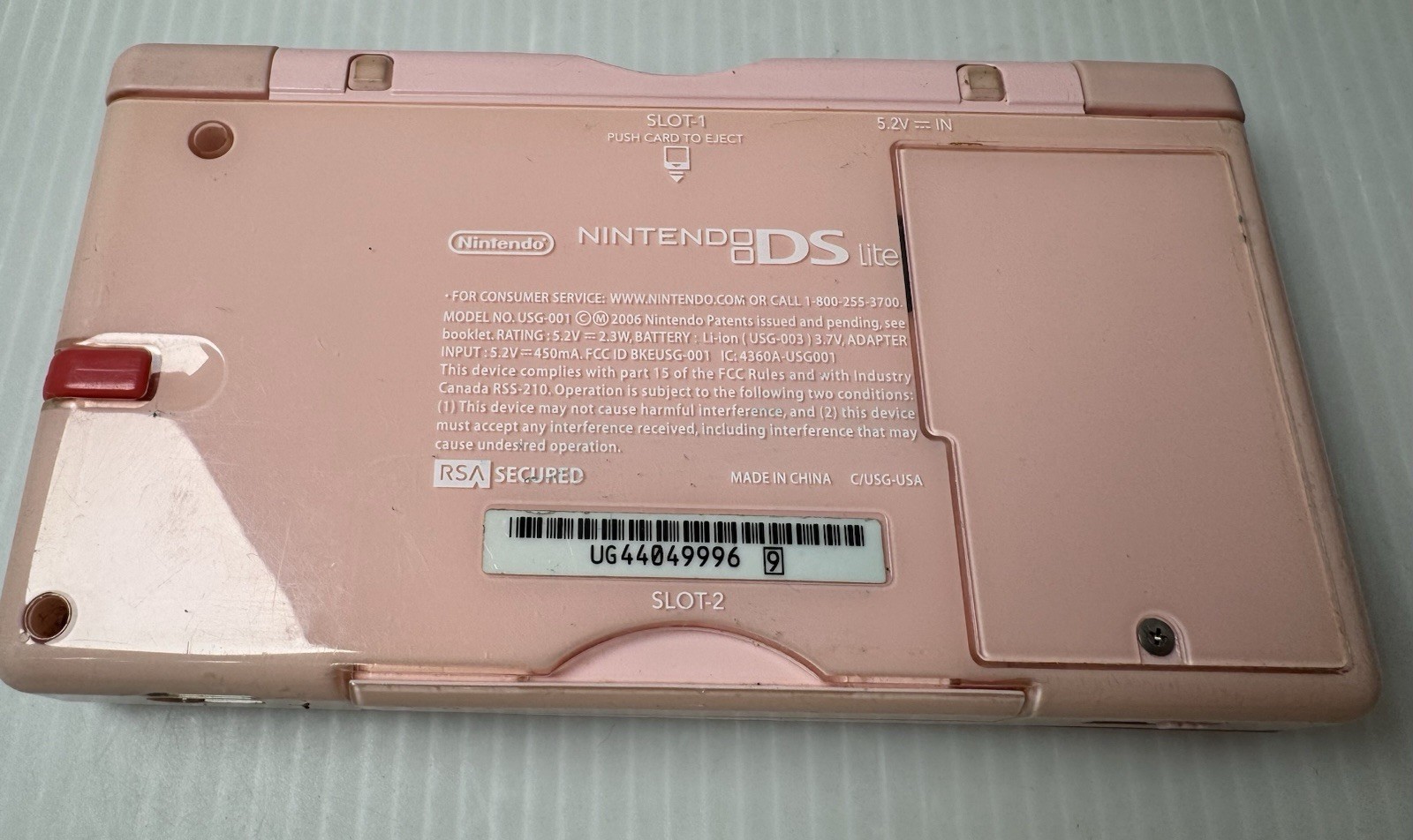 Nintendo DS Lite Metallic Rose Pink Handheld Game Console Charger Stylus & Case